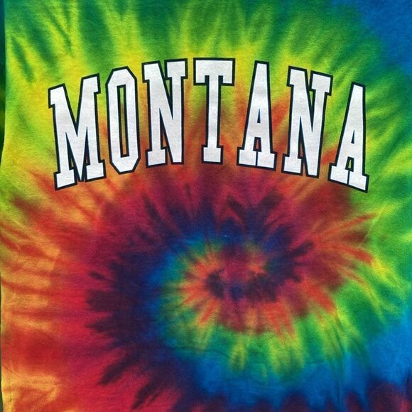 Tie Dye Montana Logo Cotton Rainbow Short Sleeve T-Shirt Size M - Picture 2 of 3